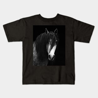 Wild Horses, White horse, Horse print, Horse art, Wall art, Wall decor, Trendy print, Animal print, Interior Kids T-Shirt
